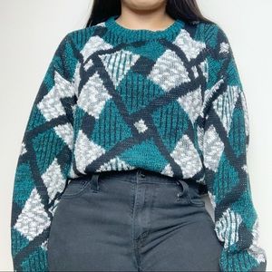Vintage Brad Richards Green Chunky Knit Sweater